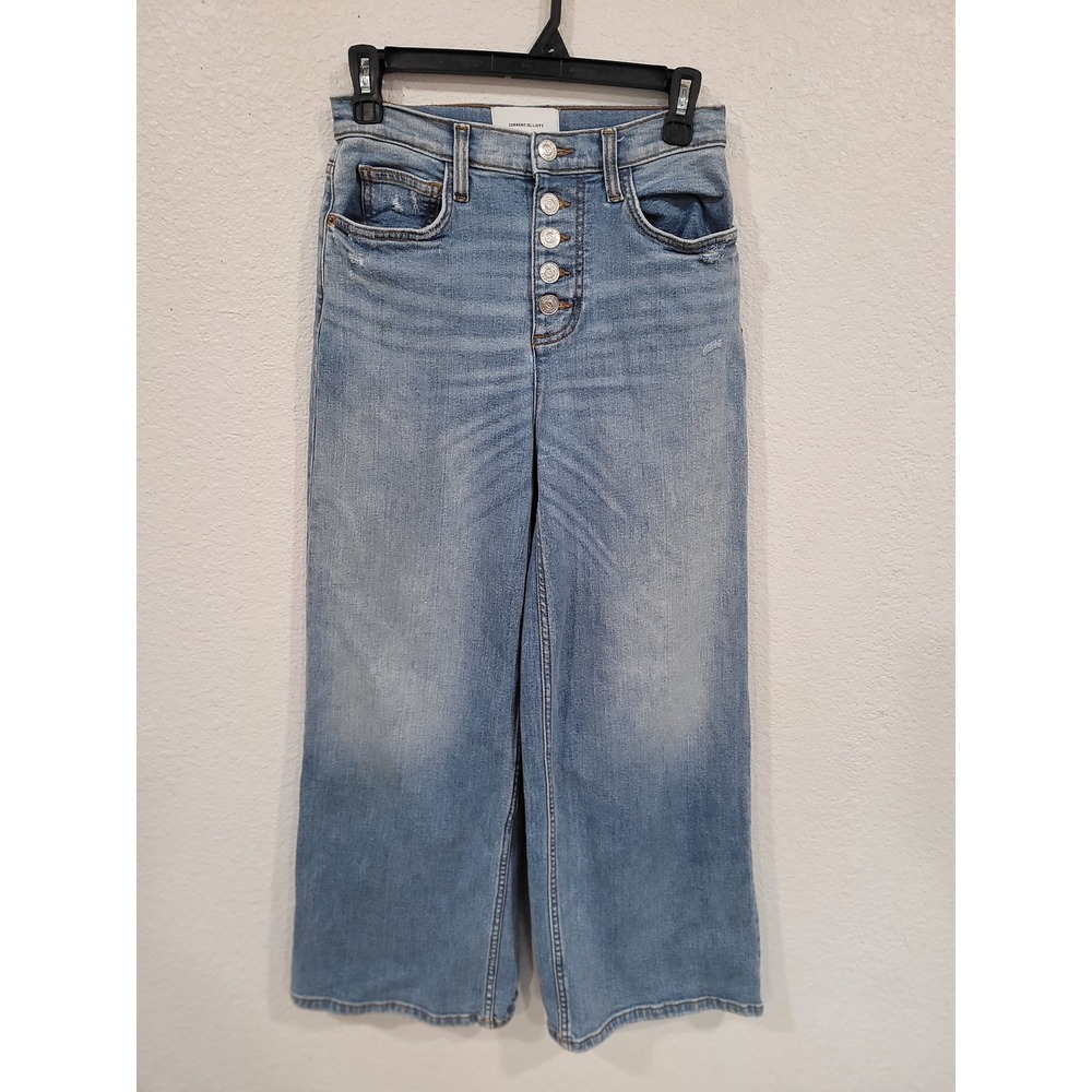 Current Elliott High Waisted Wide Leg Jeans Light Wash Button Fly Size 27 #25